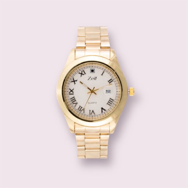 Reloj Zeit Analogo Dorado Correa De Metal caballero
