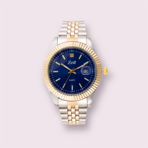 Reloj Zeit Analogo Dorado 
con Plata y Correa de Metal 
para caballero