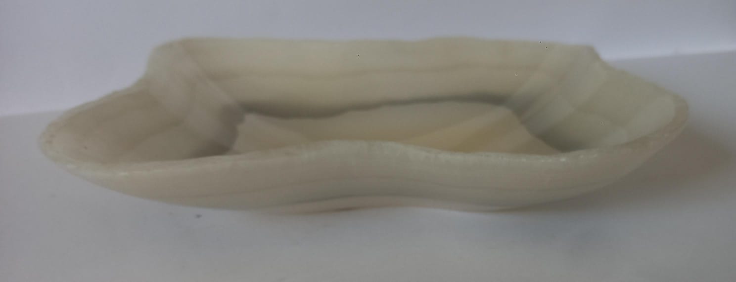 🥣 Tazón de Lujo: Ónix Blanco Tehuacán con Vetas Grises