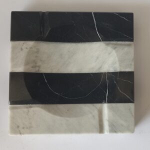 Cenicero de Lujo "Dualidad" | Mármol Bicolor Negro y Blanco