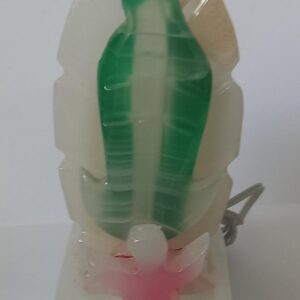 🕊️ Lámpara de Buró "Guadalupana" | Ónix Blanco con Identidad Mexicana